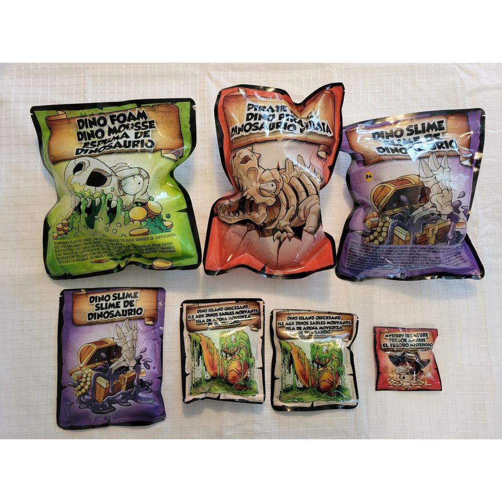 Zuru Smashers Dino Island Mystery‎ Blind Bags Slime Foam Treasure Lot 7pk